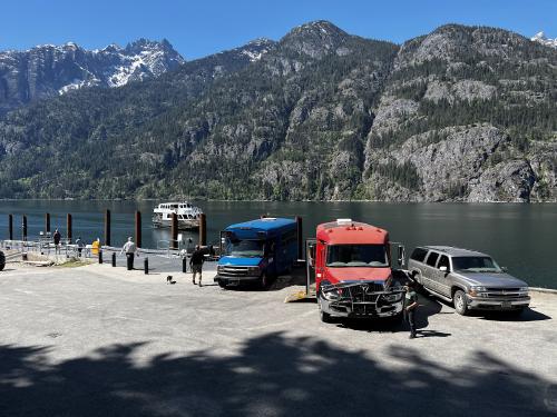 Shuttles at the ferry landing