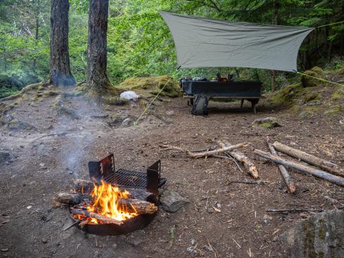 Camp kitchen and campfire