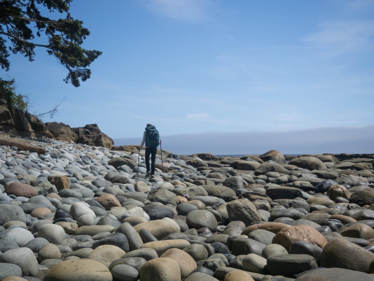 Hiking on the beach