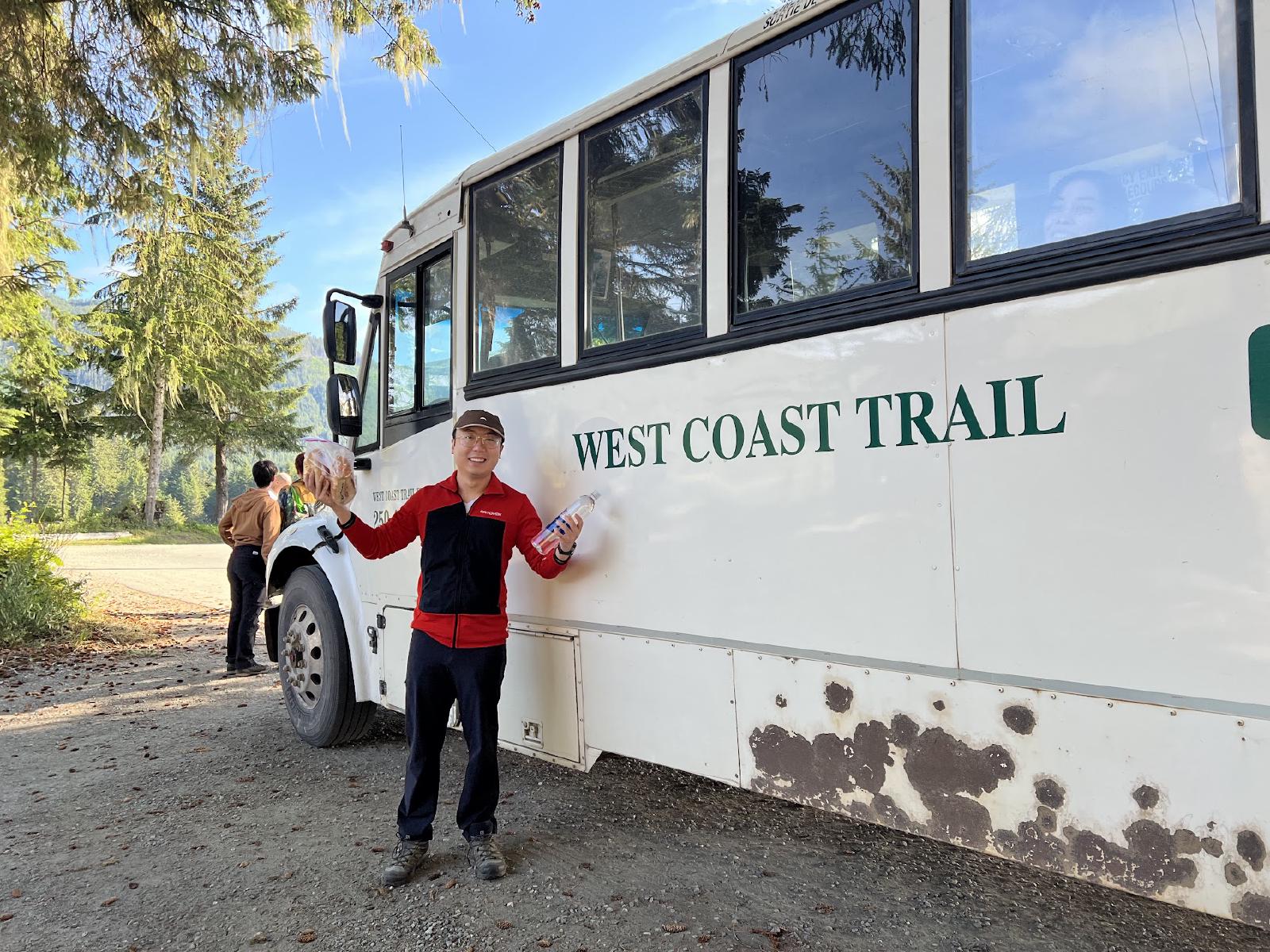 Boarding the West Coast Trail Bus