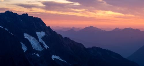Orange sky and moutains during sunset